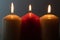 Colorful lighted candles