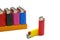 Colorful lighters on white background