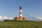 Colorful lighthouse at Westerhever, Germany