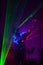 Colorful lights show. Laser show in motion in dark