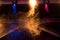 Colorful lights with smoke in club, concert. Equipment