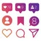 Colorful like icons, follower commets location vector set