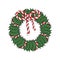 Colorful Line Art Christmas Wreath clipart, spruce branches decorated with big bow knot.