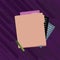 Colorful Lined Paper Stationery Sheets Partly into View from Pastel Shade Blank Folder with Small Marker Pen. Creative