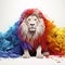 Colorful Lion: A Bold And Innovative Rendering Of A Majestic Beast