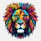 Colorful Lion Head Mosaic Graffiti With Electric Colors