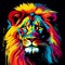 Colorful Lion Head Painting In Pop Art Style