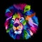 Colorful lion head pop art portrait animal print premium vector