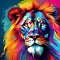 Colorful Lion Head In Pop Art Style - Graphic Art Inspired By Loish