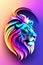 A colorful lion head with a rainbow mane- Ai Generated.