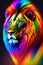 A colorful lion with a rainbow face- Ai Generated.