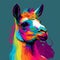 Colorful llama portrait. Hand drawn llama. Vector illustration.