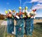 Colorful lobster buoys near The Cape Cod National Seashore