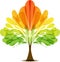 Colorful logo of abstract autumn tree, art icon tree