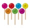 Colorful lollipop candies in the form of balls, vector