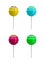 Colorful lollipop sweet candy isolated on white 3d rendering