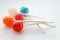 Colorful lollipops and suckers on a white background isolated