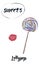 Colorful lollypop, watercolor hand drawn, vector illustration