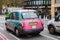 Colorful London taxi cab is on the street