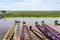 Colorful Longtail boat parking at Thale Noi National Park in Phattalung Province, Thailand