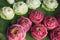 Colorful lotus flower offerings at a Hindu temple in Bangkok Thailand