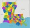 Colorful Louisiana political map with clearly labeled, separated layers.