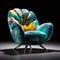 Colorful Lounge Chair With Butterfly Design - Modern American Desk Armchair