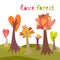 Colorful love forest background