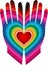 Colorful love hand logo