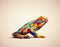 Colorful low poly frog
