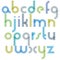 Colorful lowercase letters with rounded corners, animated light