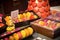 Colorful macaron sweets on display