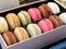 Colorful macaroons cookies box