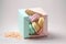 Colorful macaroons gift box. Sweet macarons present on white background. AI Generated