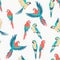 Colorful macaw parrot seamless pattern