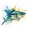 Colorful Mahi-mahi Fish Painting On White Background