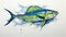 Colorful Mahi Mahi Shark Painting Illustration With Fluid Movement