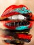 Colorful make-up lips close up. Art beauty image.