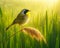 A Colorful Male Common Yellowthroat Perched Marsh Bulrush Springtime Morning Sunrise Small Bird AI Generated