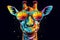 colorful mammal portrait africa wildlife zoo giraffe neck sunglasses animal. Generative AI.