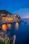 Colorful Manarola village in Cinque Terre, Italy at night