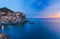 Colorful Manarola village in Cinque terre, Italy at sunset