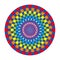 Colorful mandala of colored squares. Openwork circular ornament