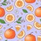 Colorful mandarin fruit and citrus ice cream seamless pattern background