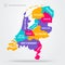 Colorful Map Of The Netherlands With Province