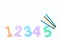 Colorful markers on white background with colored numbers. children`s markers for drawing. copy space. the view from the top. the