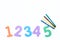 Colorful markers on white background with colored numbers. children`s markers for drawing. copy space. the view from the top. the