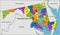 Colorful Maryland political map with clearly labeled, separated layers.