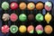 Colorful marzipan sweets with fruits shapes