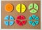 Colorful math fractions on brown wooden background or table. interesting math for kids. Education, back to school concept